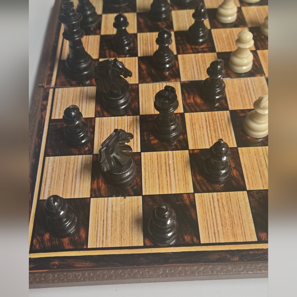 Classic Travel Chess Set - Brown and Cream - Picture 3 of 6